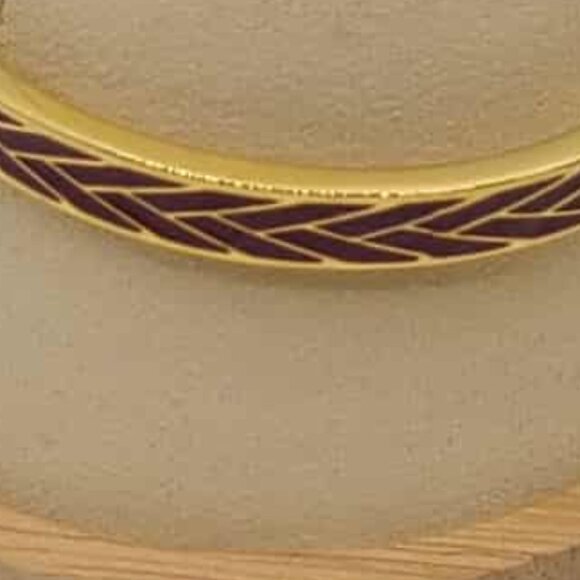 J Crew Gold Tone Dark Red Enamel Hinged Bangle Bracelet - Picture 6 of 8